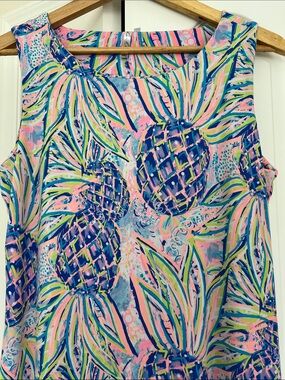 Lulu-B Pink and Blue Pineapple Print Mini Dress